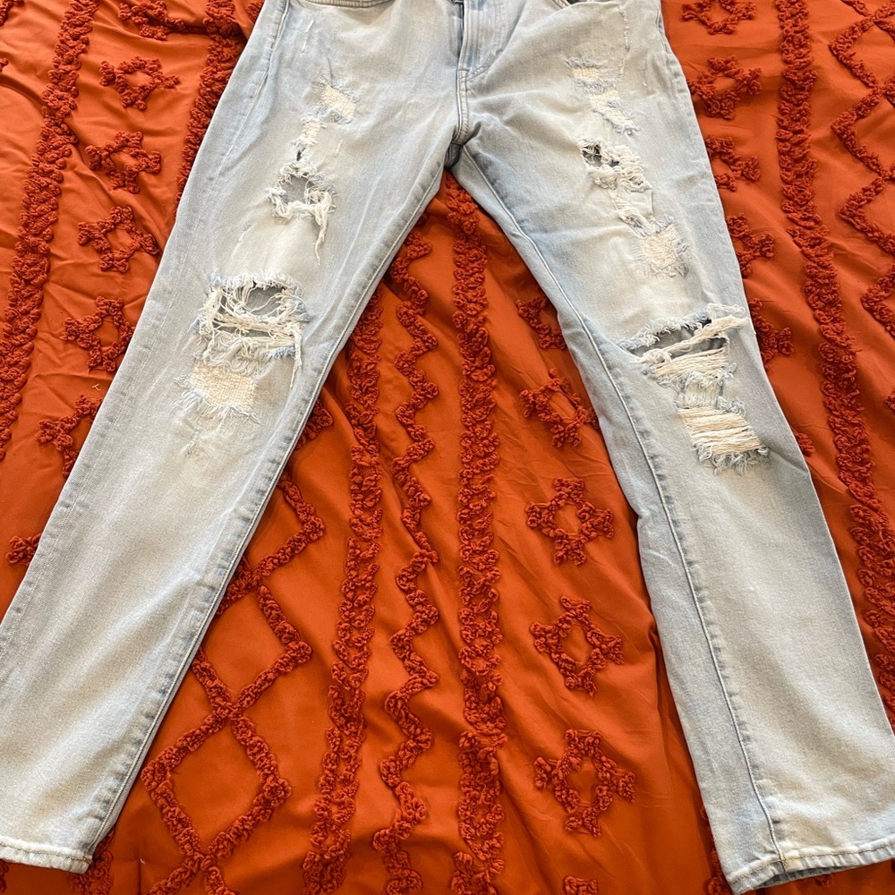 H&M Distressed Light Blue Men's Skinny Denim Jeans Size 36x31